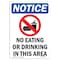 Signmission OSHA Notice, 7" Height, No Eating Or Drinking Sign With Symbol, 7" X 5", Portrait OS-NS-D-57-V-14500 - alternate 1